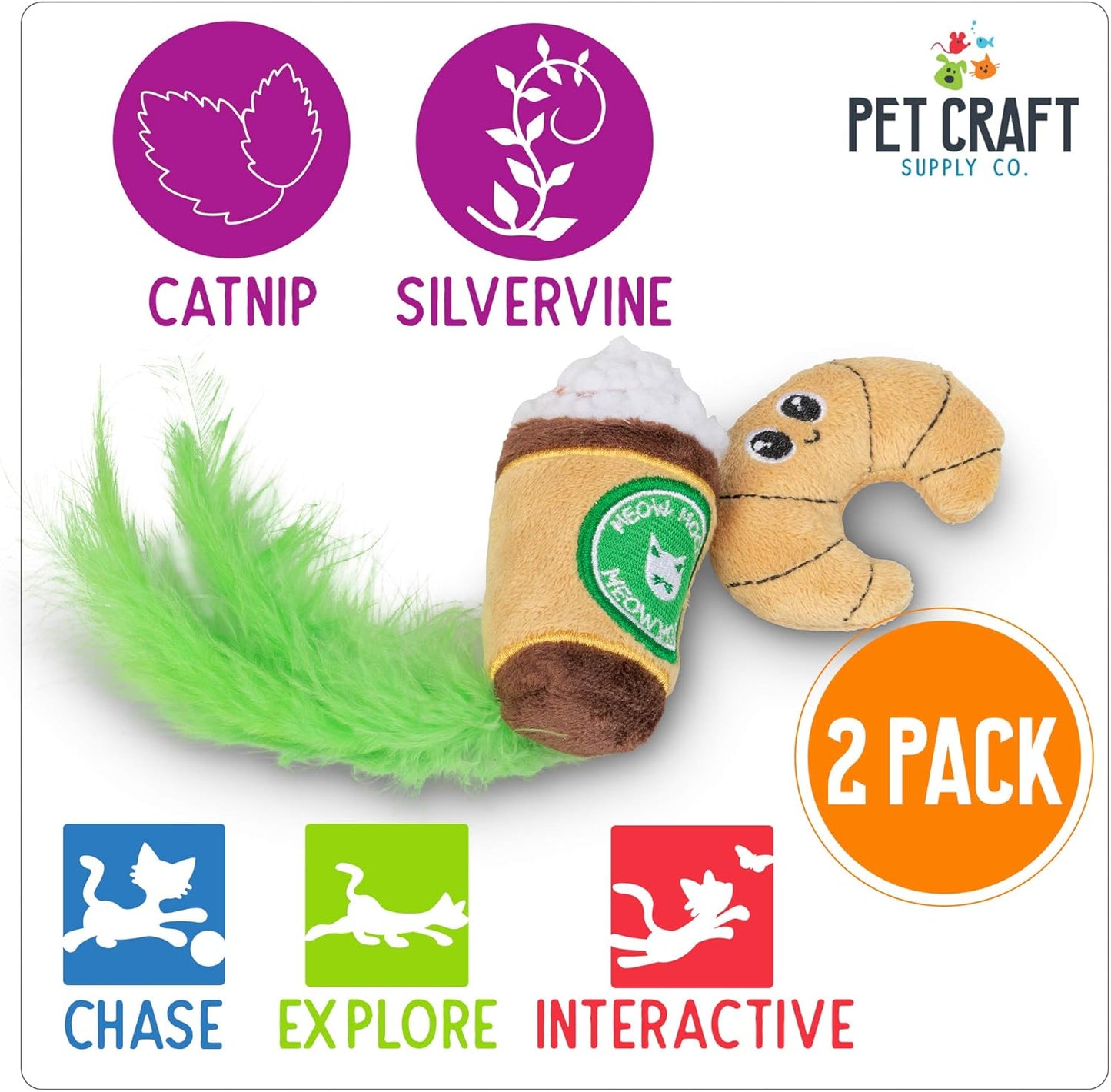 Silly Snacks and Funny Food Crinkle Cuddling Catnip and Silvervine Interactive Cat Toys - Great for Indoor Cats, Kittens or Medium Breeds
