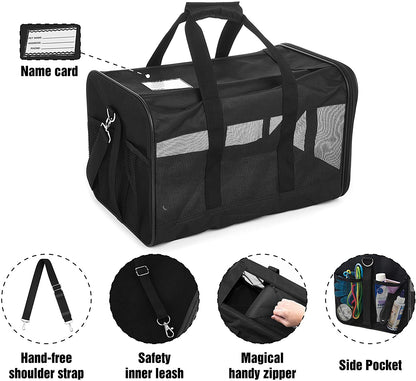 Scratchme Pet Travel Carrier Soft Sided Portable Bag for Cats, Small Dogs, Kittens or Puppies, Collapsible, Durable, Airline Approved, Carry Your Pet with You Safely and Comfortably (M)